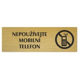 Zákaz mobilů, 240x79mm, zlatá popiska 