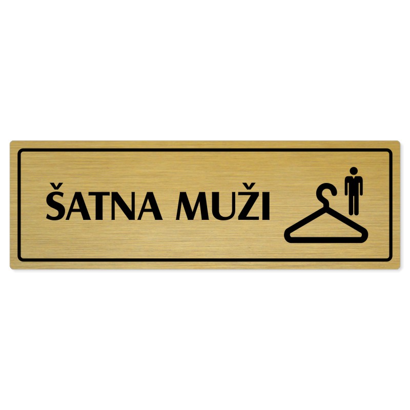 Šatna muži, 200x66mm, zlatá popiska s rámečkem