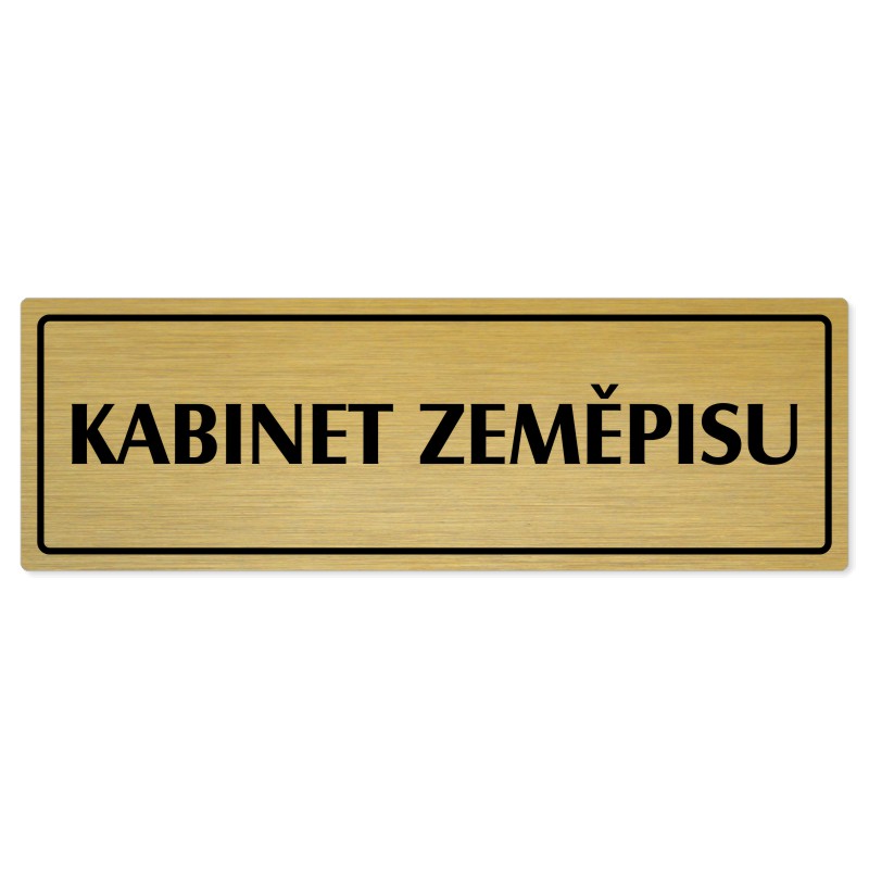 Kabinet zeměpisu, 200x66mm, zlatá popiska s rámečkem