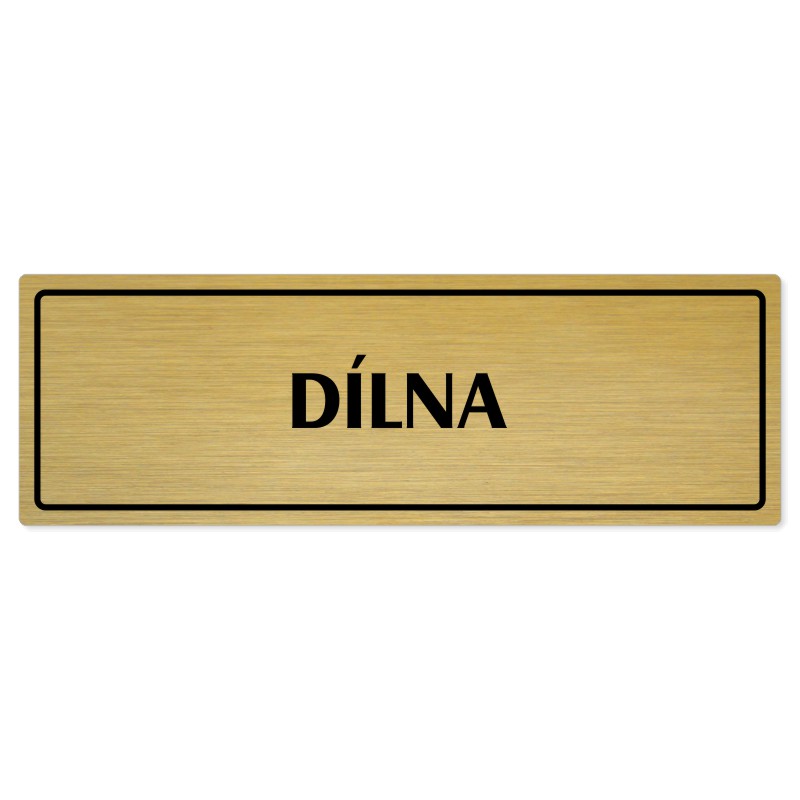 Dílna, 240x79mm, zlatá popiska s rámečkem