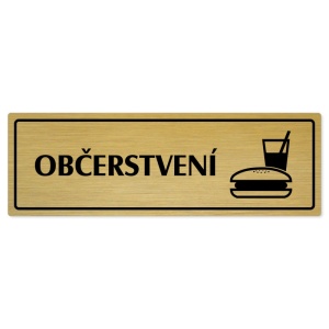 Občerstvení, 200x66mm, zlatá popiska s rámečkem