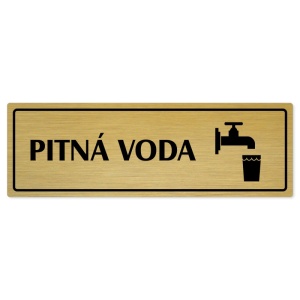 Pitná voda, 240x79mm, zlatá popiska s rámečkem
