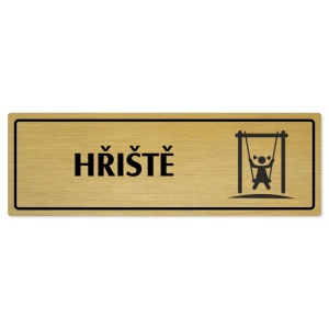 Hřiště, 200x66mm, zlatá popiska s rámečkem
