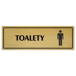 Toalety muži, 200x66mm, zlatá popiska s rámečkem
