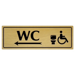 WC invalida vlevo, 200x66mm, zlatá popiska s rámečkem