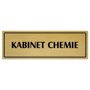 Kabinet chemie, 240x79mm, zlatá popiska s rámečkem