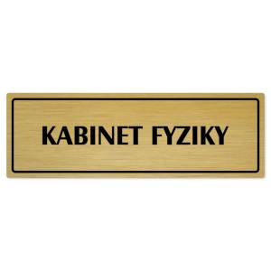 Kabinet fyziky, 200x66mm, zlatá popiska s rámečkem