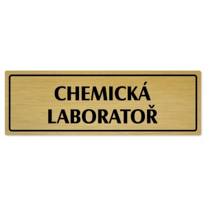 Chemická laboratoř, 240x79mm, zlatá popiska s rámečkem