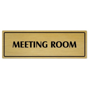 Meeting room, 240x79mm, zlatá popiska s rámečkem