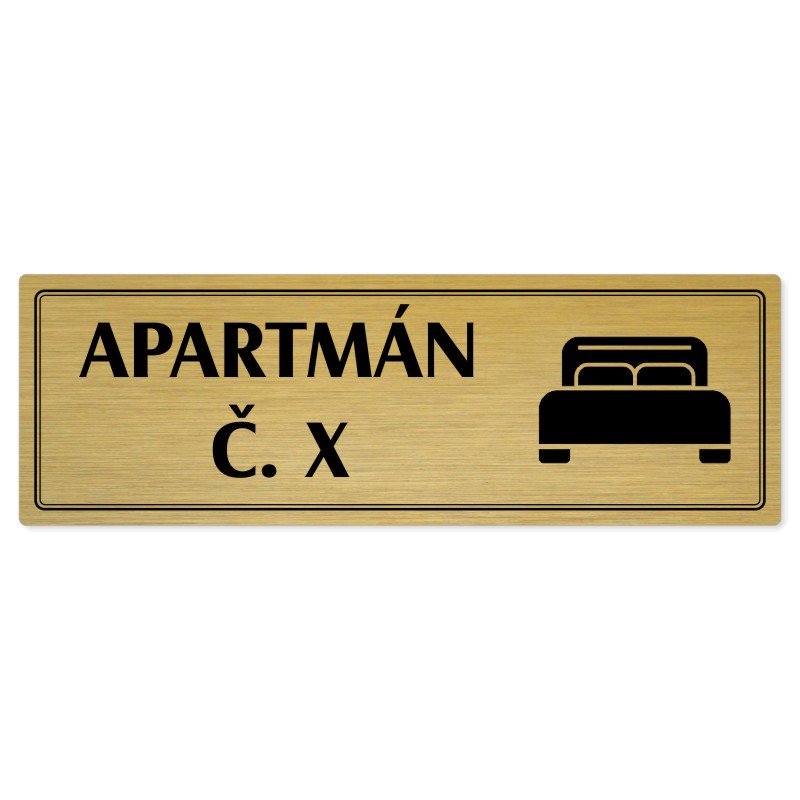 Apartmán č., 200x66mm, zlatá popiska s dvojtým rámečkem