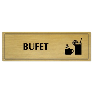 Bufet, 200x66mm, zlatá popiska s dvojtým rámečkem