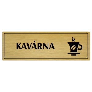 Kavárna, 240x79mm, zlatá popiska s dvojtým rámečkem