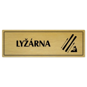 Lyžárna, 240x79mm, zlatá popiska s dvojtým rámečkem
