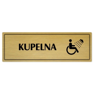 Koupelna, 200x66mm, zlatá popiska s dvojtým rámečkem