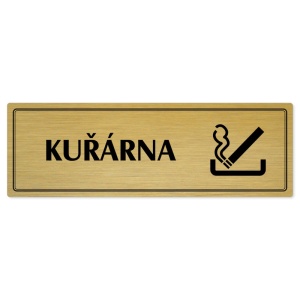 Kuřárna, 240x79mm, zlatá popiska s dvojtým rámečkem