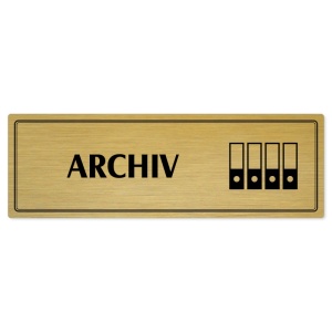 Archiv, 240x79mm, zlatá popiska s dvojtým rámečkem