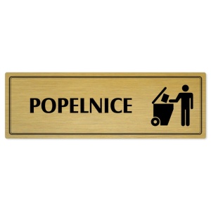 Popelnice, 240x79mm, zlatá popiska s dvojtým rámečkem