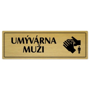 Umývárna muži, 200x66mm, zlatá popiska s dvojtým rámečkem