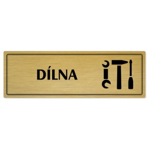 Dílna, 200x66mm, zlatá popiska s dvojtým rámečkem
