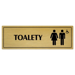 Toalety společné invalida, 200x66mm, zlatá popiska s dvojtým rámečkem