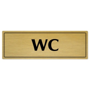 WC, 200x66mm, zlatá popiska s dvojtým rámečkem
