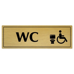 WC invalida, 200x66mm, zlatá popiska s dvojtým rámečkem