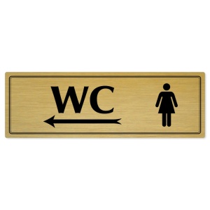 WC ženy vlevo, 240x79mm, zlatá popiska s dvojtým rámečkem
