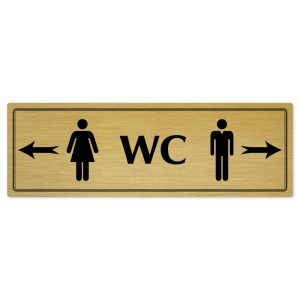 WC společné - rozcestník, 240x79mm, zlatá popiska s dvojtým rámečkem