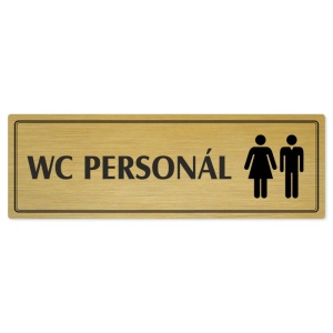 WC personál společné, 200x66mm, zlatá popiska s dvojtým rámečkem
