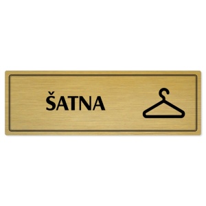 Šatna, 200x66mm, zlatá popiska s dvojtým rámečkem
