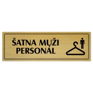 Šatna muži personál, 240x79mm, zlatá popiska s dvojtým rámečkem