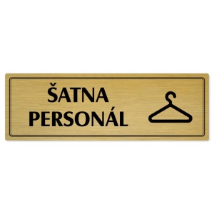 Šatna personál, 240x79mm, zlatá popiska s dvojtým rámečkem