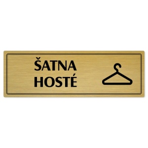 Šatna hosté, 240x79mm, zlatá popiska s dvojtým rámečkem