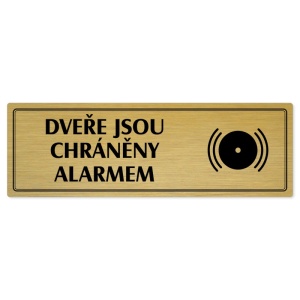 Dveře pod alarmem, 200x66mm, zlatá popiska s dvojtým rámečkem