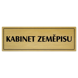 Kabinet zeměpisu, 240x79mm, zlatá popiska s dvojtým rámečkem