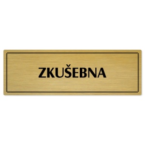 Zkušebna, 240x79mm, zlatá popiska s dvojtým rámečkem