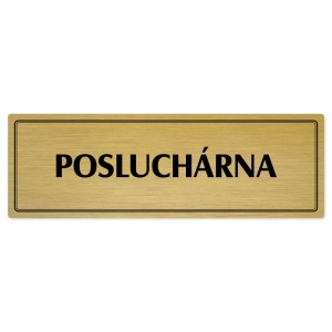 Posluchárna, 200x66mm, zlatá popiska s dvojtým rámečkem