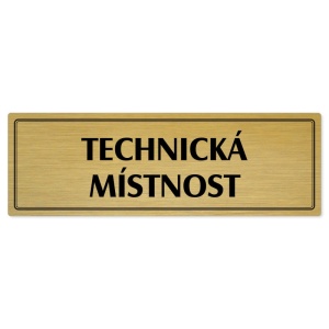 Technická místnost, 240x79mm, zlatá popiska s dvojtým rámečkem