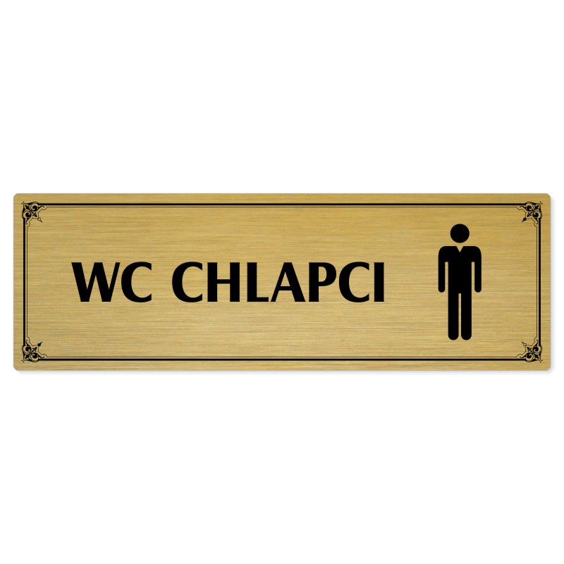 WC chlapci, 240x79mm, zlatá popiska s okrasným rámečkem