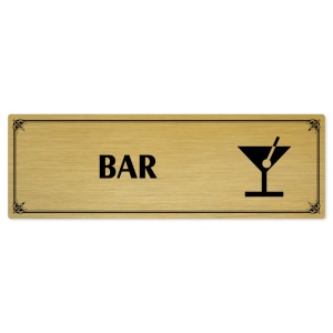Bar, 240x79mm, zlatá popiska s okrasným rámečkem  