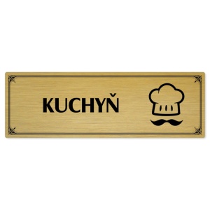 Kuchyň, 240x79mm, zlatá popiska s okrasným rámečkem  