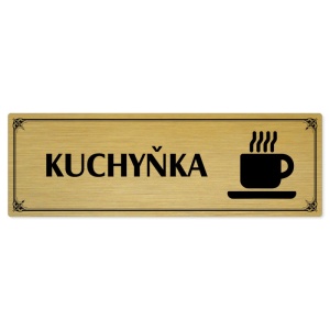 Kuchyňka, 200x66mm, zlatá popiska s okrasným rámečkem  
