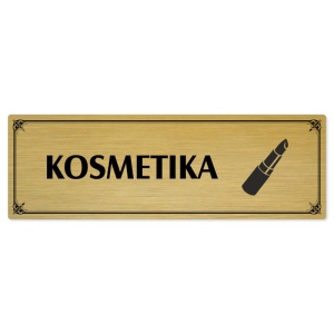 Kosmetika, 200x66mm, zlatá popiska s okrasným rámečkem  