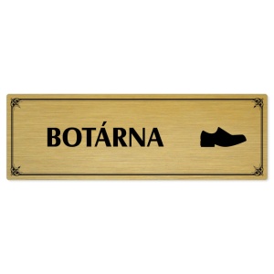 Botárna, 200x66mm, zlatá popiska s okrasným rámečkem  
