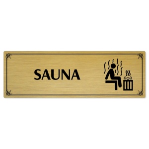 Sauna, 240x79mm, zlatá popiska s okrasným rámečkem  