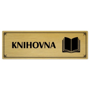 Knihovna, 240x79mm, zlatá popiska s okrasným rámečkem  