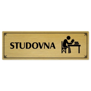 Studovna, 240x79mm, zlatá popiska s okrasným rámečkem  