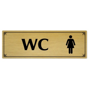 WC ženy, 240x79mm, zlatá popiska s okrasným rámečkem  