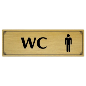 WC muži, 240x79mm, zlatá popiska s okrasným rámečkem  