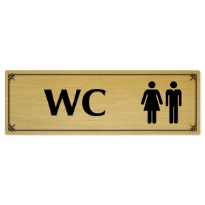 WC společné, 240x79mm, zlatá popiska s okrasným rámečkem  